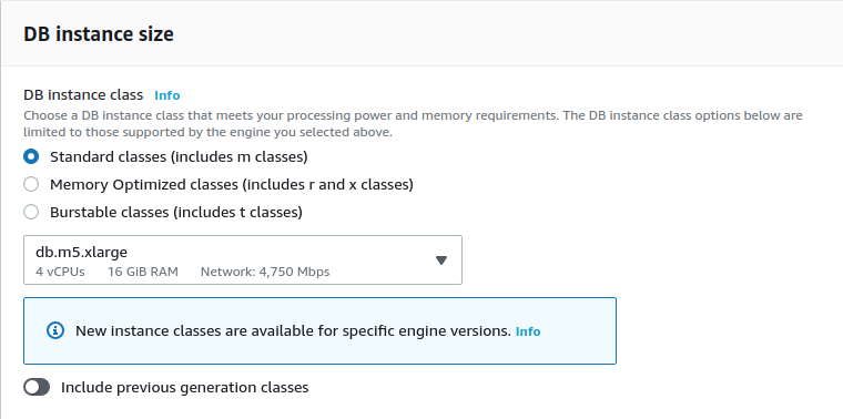 RDS Instance size