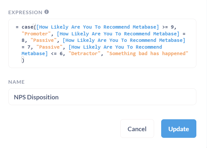 Case for custom expression in Metabase