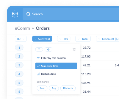 Interface of data to join and filter