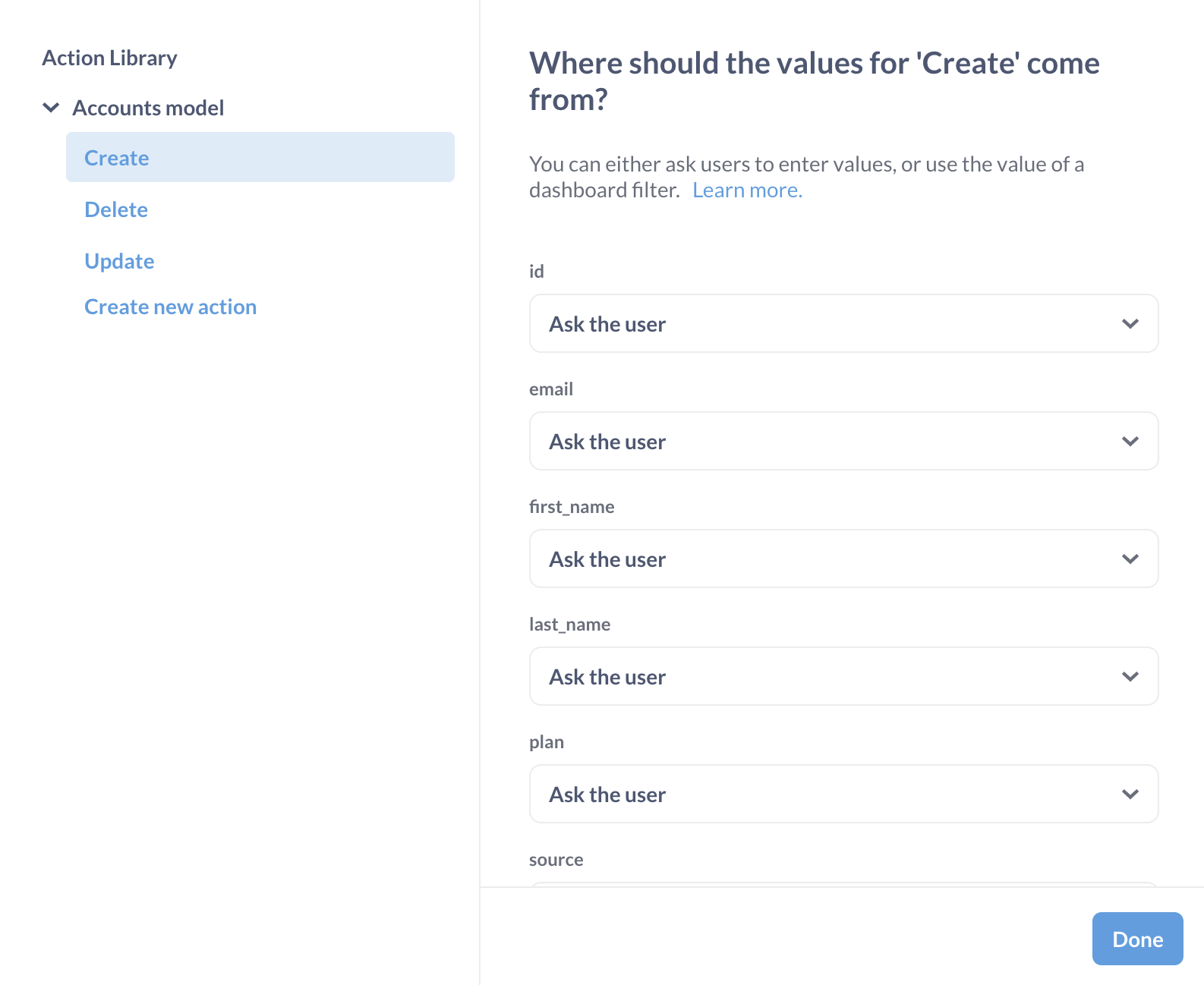 Connecting an ID filter to the ID field in the model card.