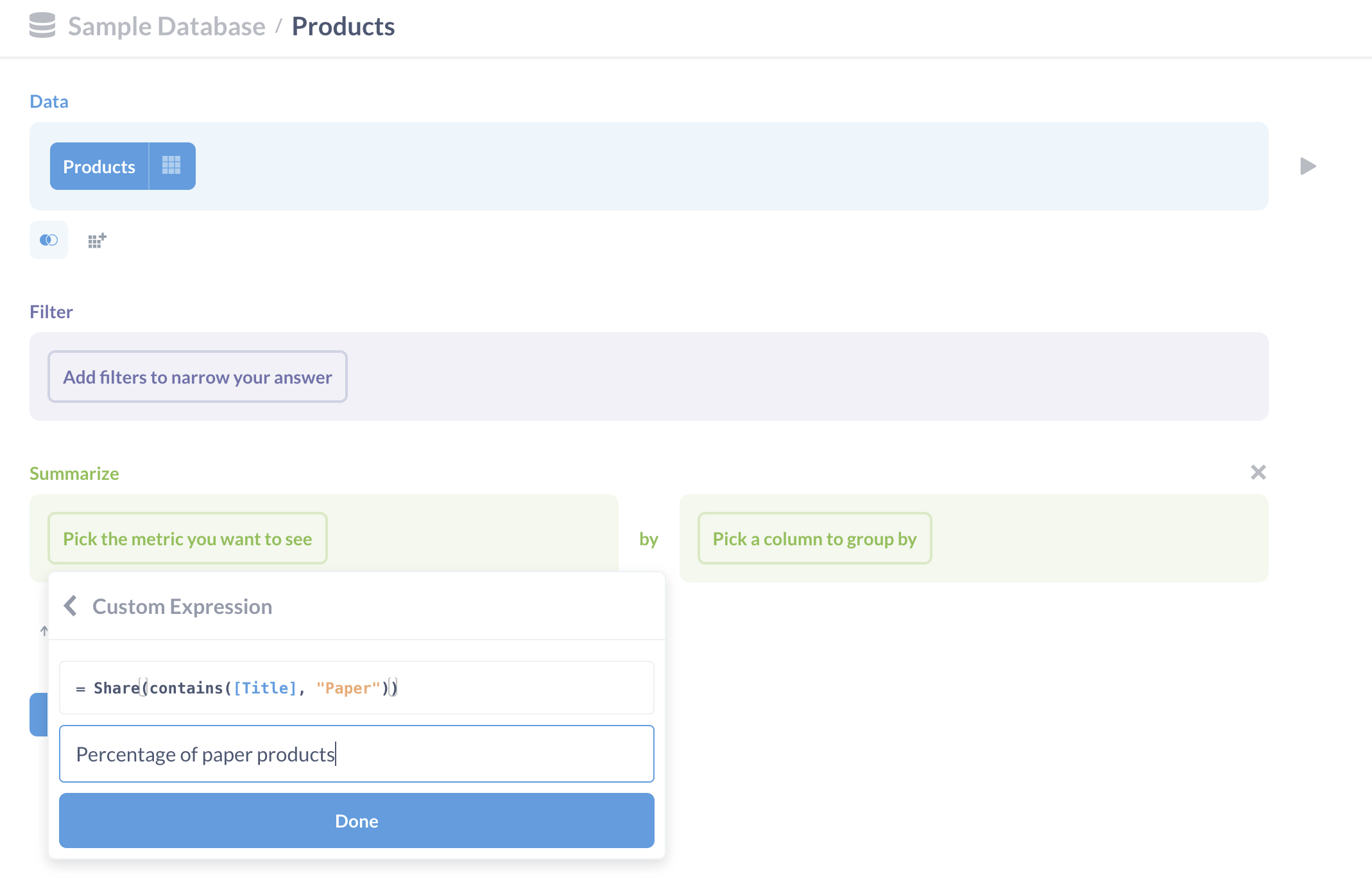 Calculating the share of paper products.