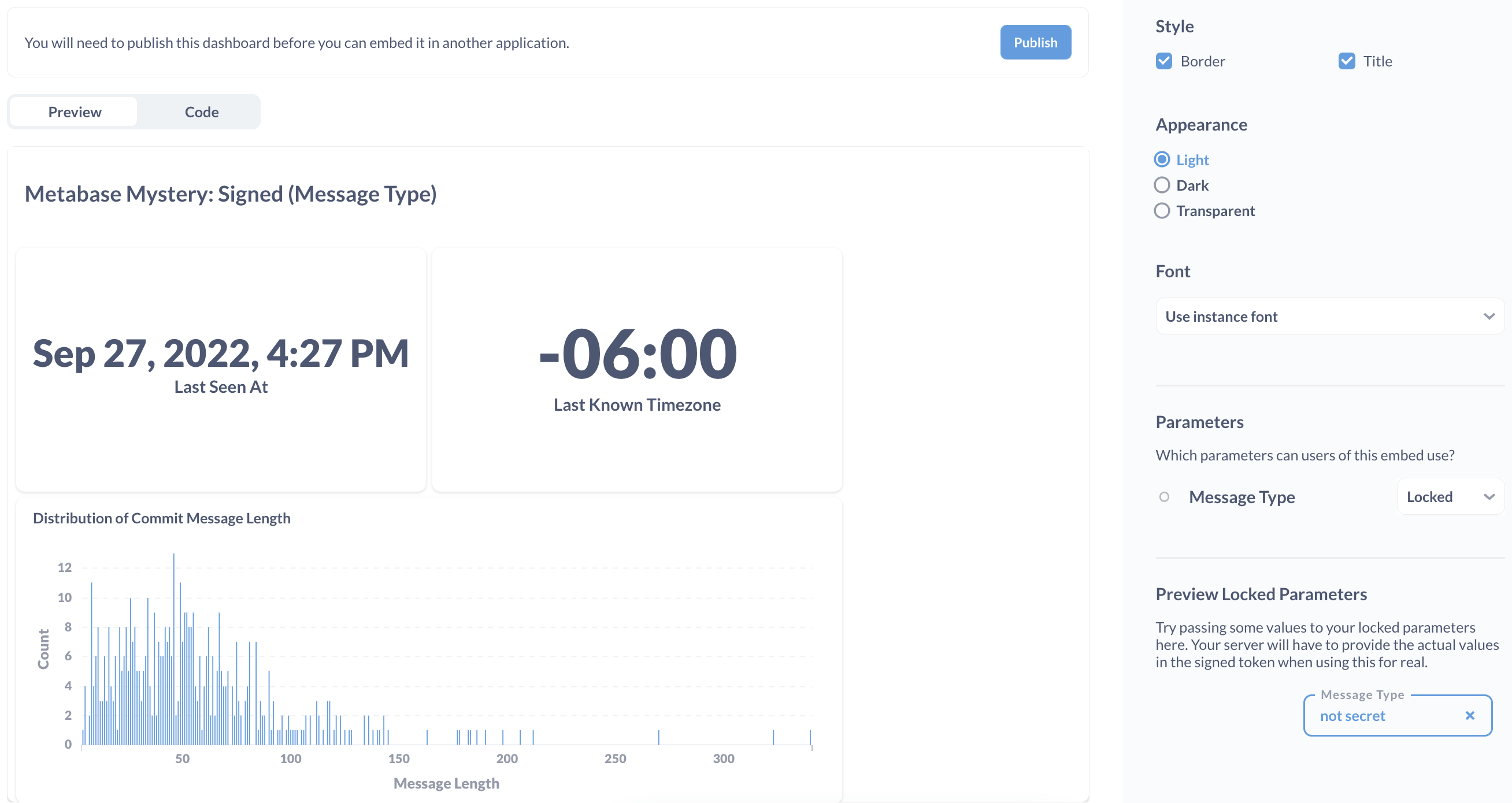 Adding a locked parameter to the static embed.