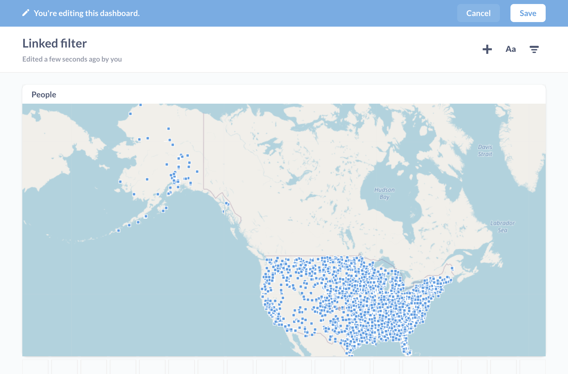 Example dashboard before adding a filter or saving.